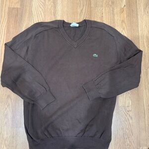 Lacoste Men's Chocolate V-Neck Sweater